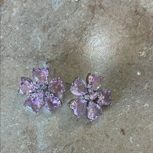Purple floral crystal earrings